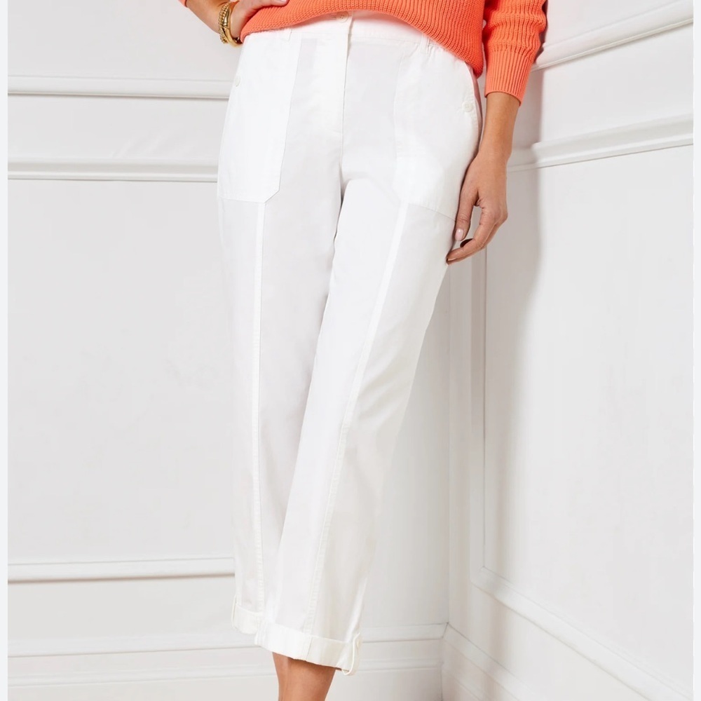 Talbots White like new Cargo Pants 100% cotton 2 pair bundle sz Large